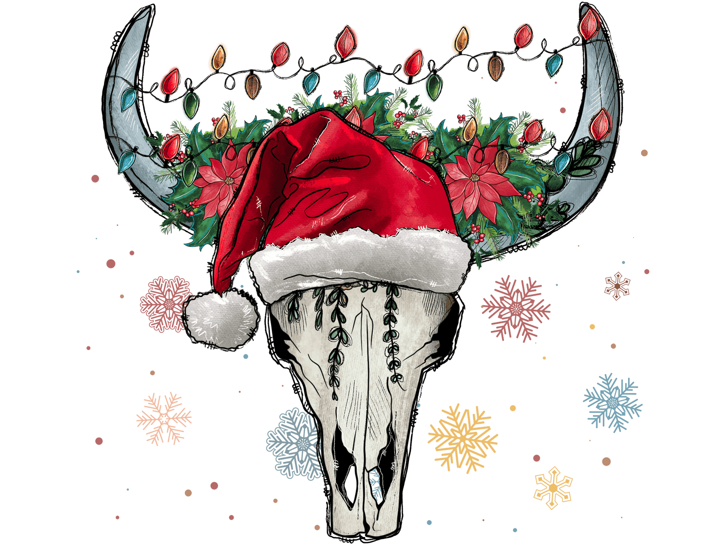 Christmas Cow Skull