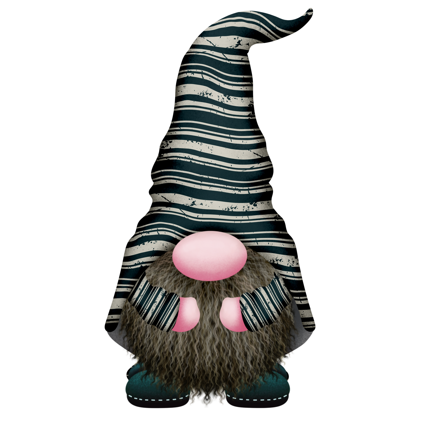 Gnome with Black/White Striped Hat